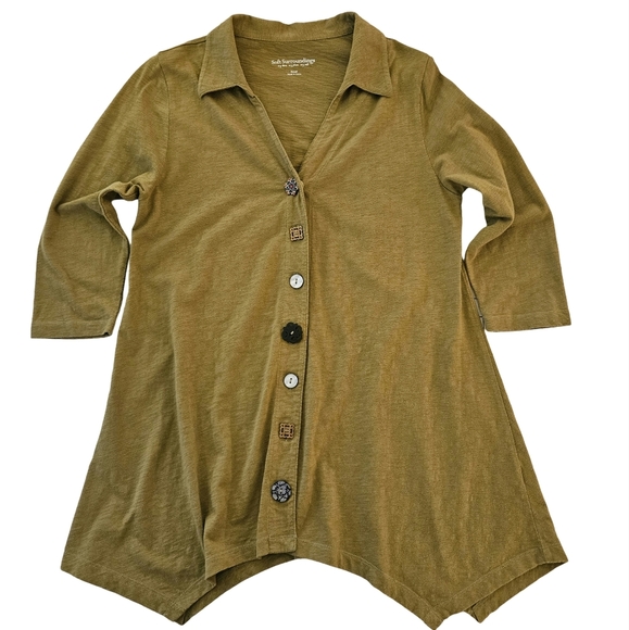 Soft Surroundings 3 Quarter Inch Sleeves Tunic Top, NWOT, Green, Small - Picture 5 of 12